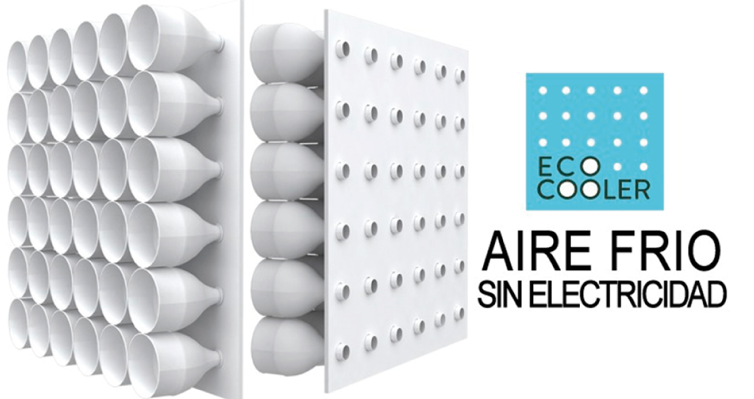 Aire acondicionado compuesto por botellas de pl�stico